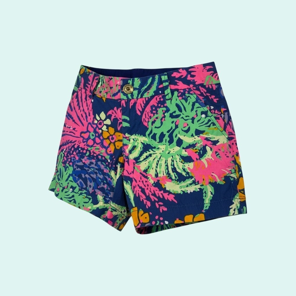 Lilly Pulitzer The Callahan Short 5" Inseam Women's Size 00 Navy Pink Floral